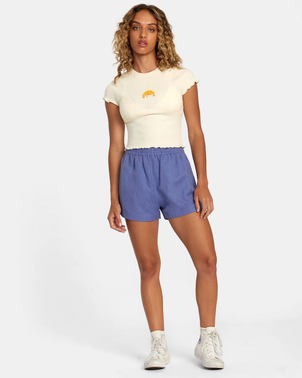 RVCA LINEN SAWYER ELASTIC WAIST SHORTS - PMK0