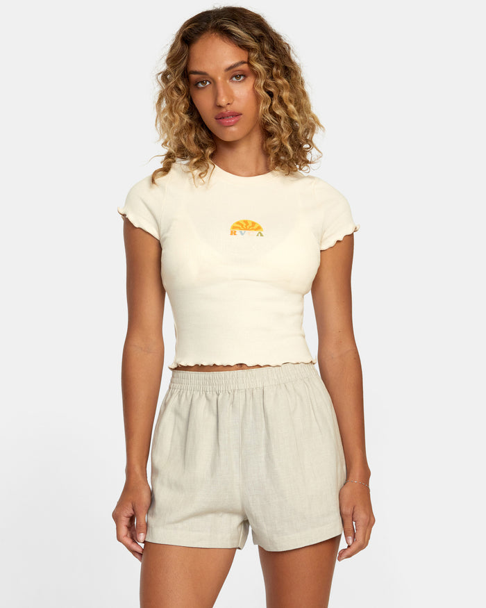 RVCA LINEN SAWYER ELASTIC WAIST SHORTS - SMF0