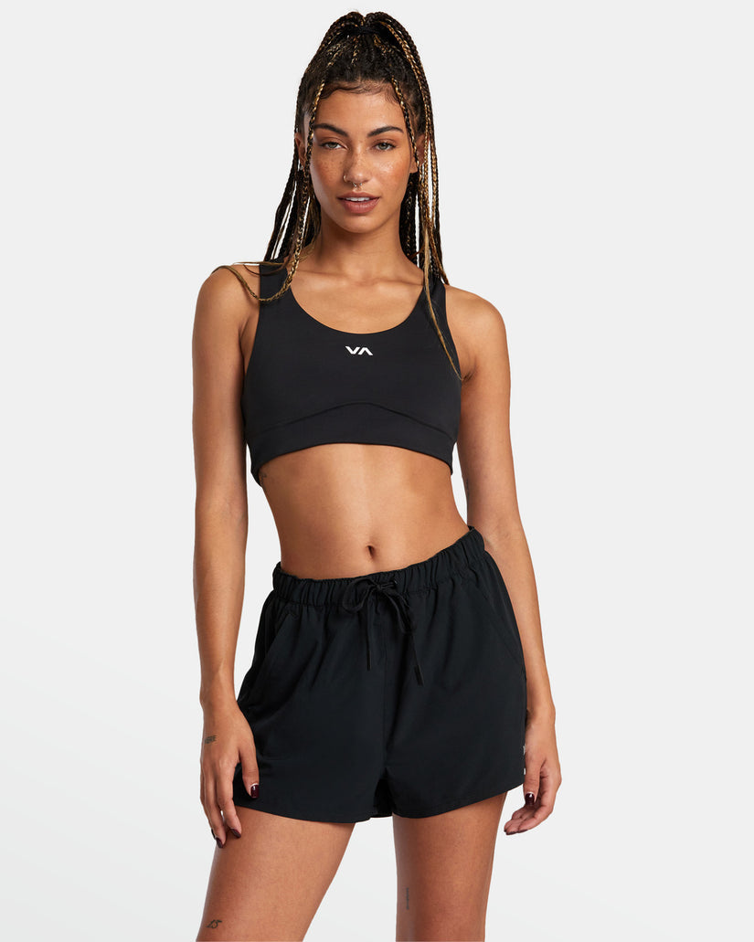 RVCA VA ESSENTIALS MID RISE YOGGER X TECHINCAL TRAINING SHORTS - BLK