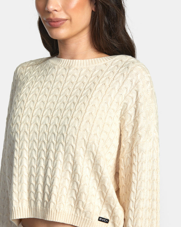 RVCA SOFT CABLE CROPPED SWEATER - TFH0