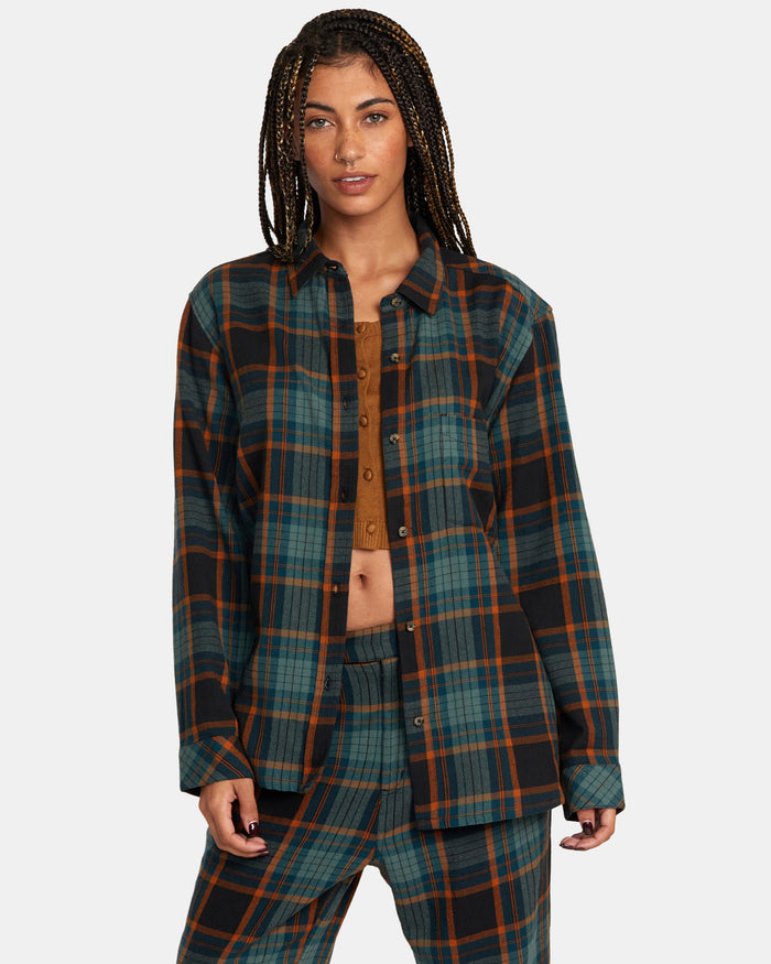 RCVA MABLE FLANNEL LONG SLEEVE SHIRT - RVB