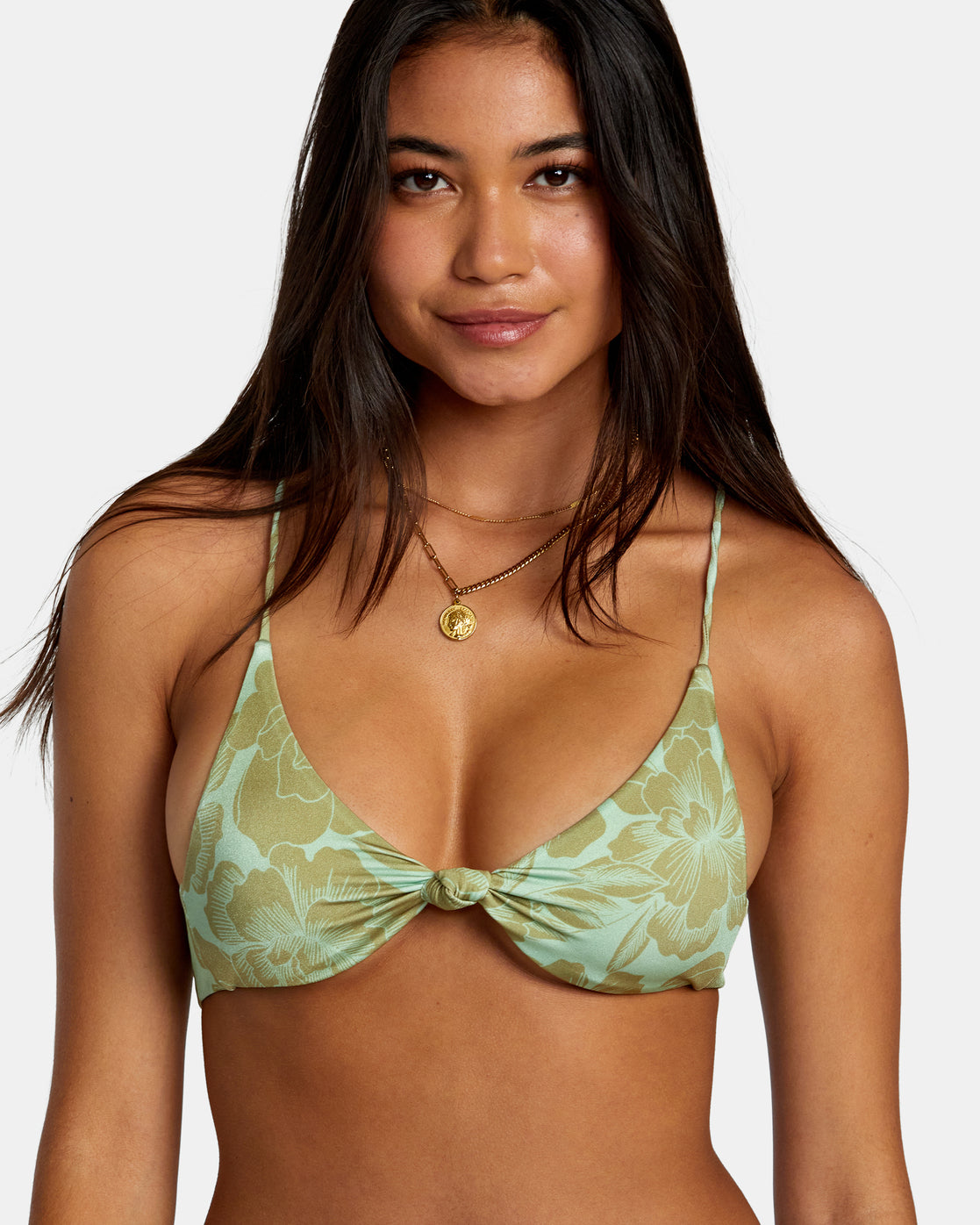 RVCA FINE LINES SHIMMER CROSSBACK TRAINGLE BIKINI TOP - SFM