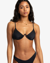 RVCA SOLID INVERTED V-WIRE BRA BIKINI - BLK