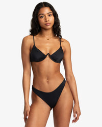 RVCA SOLID INVERTED V-WIRE BRA BIKINI - BLK