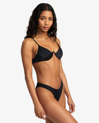 RVCA SOLID INVERTED V-WIRE BRA BIKINI - BLK