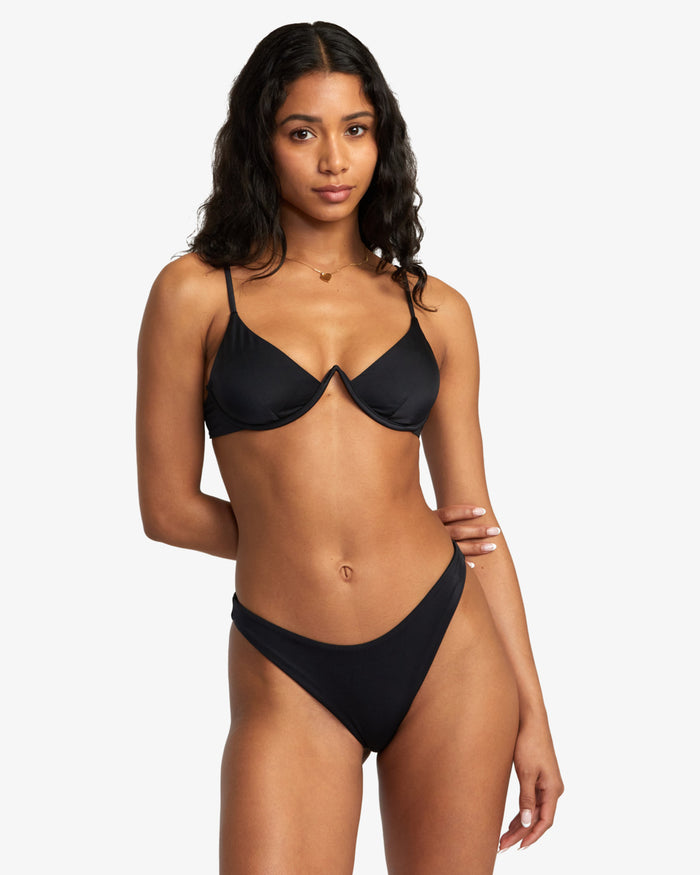 RVCA SOLID MEDIUM FRENCH BIKINI BOTTOM - BLK