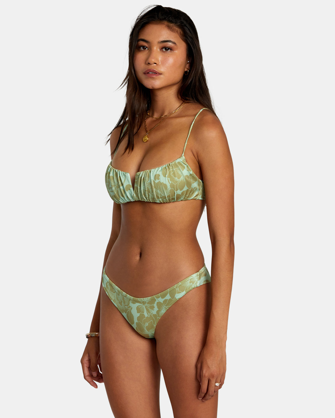 RVCA FINE LINES SHIMMER CHEEKY BIKINI BOTTOMS - SFM