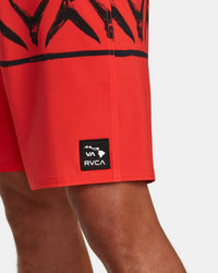 RVCA LEGEND AND MANA VA BANDED BOARDSHORTS - RED