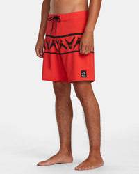 RVCA LEGEND AND MANA VA BANDED BOARDSHORTS - RED