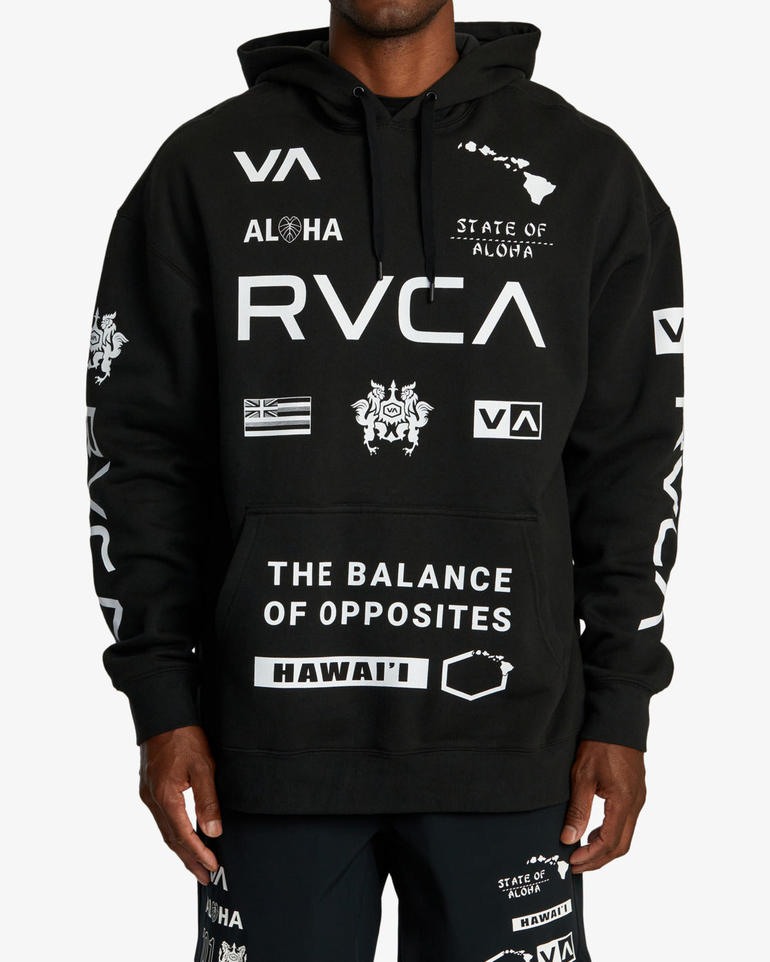 RVCA HAWAII ALL BRAND HOODIE BLK Work It Out