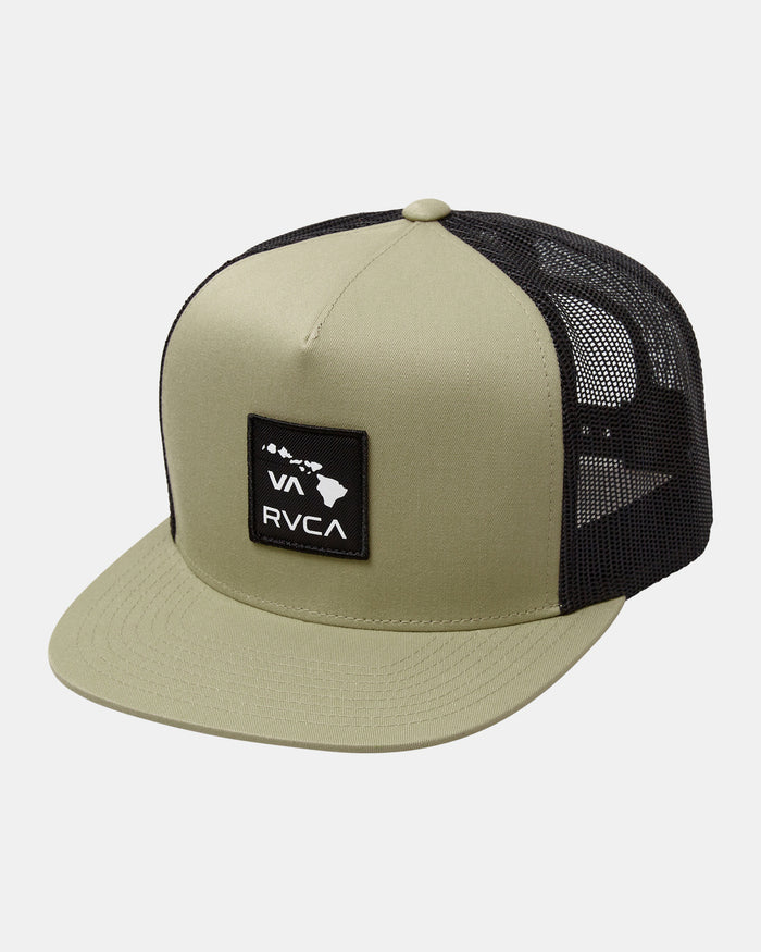 RVCA VA ATW HAWAII PATCH TRUCKER HAT - KHA