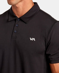 RVCA VA SPORT VENT TECHNICAL POLO SHIRT - BLK