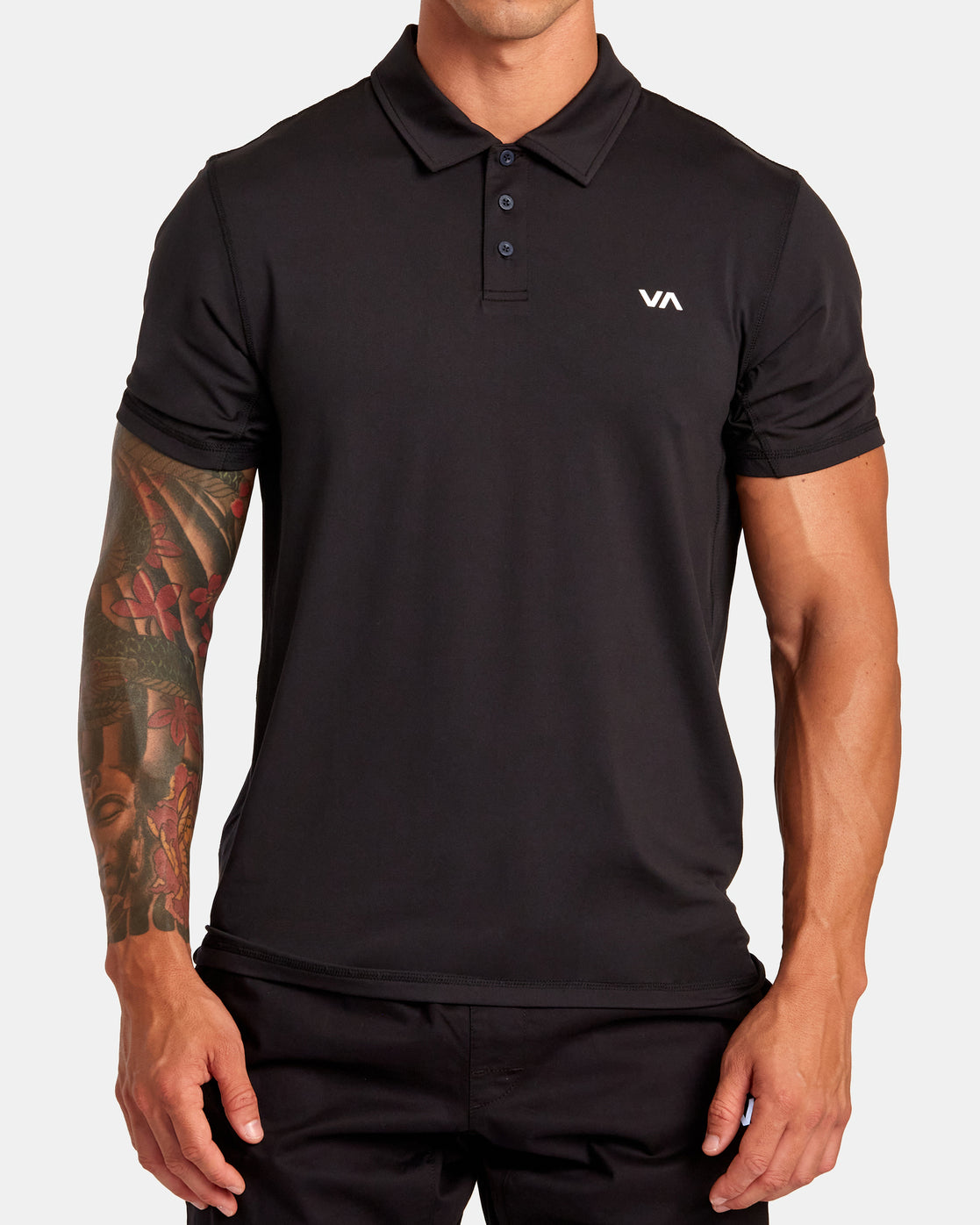 RVCA VA SPORT VENT TECHNICAL POLO SHIRT - BLK