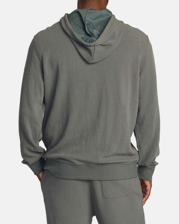 RVCA C-ABLE WAFFLE KNIT ZIP-UP HOODIE - OLV