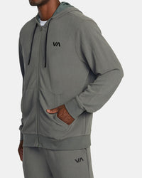 RVCA C-ABLE WAFFLE KNIT ZIP-UP HOODIE - OLV