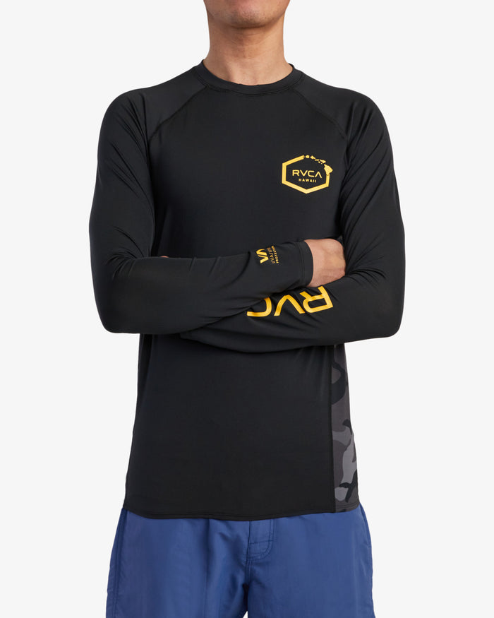 RVCA ISLAND HEX LONG SLEEVE RASHGUARD - BKC
