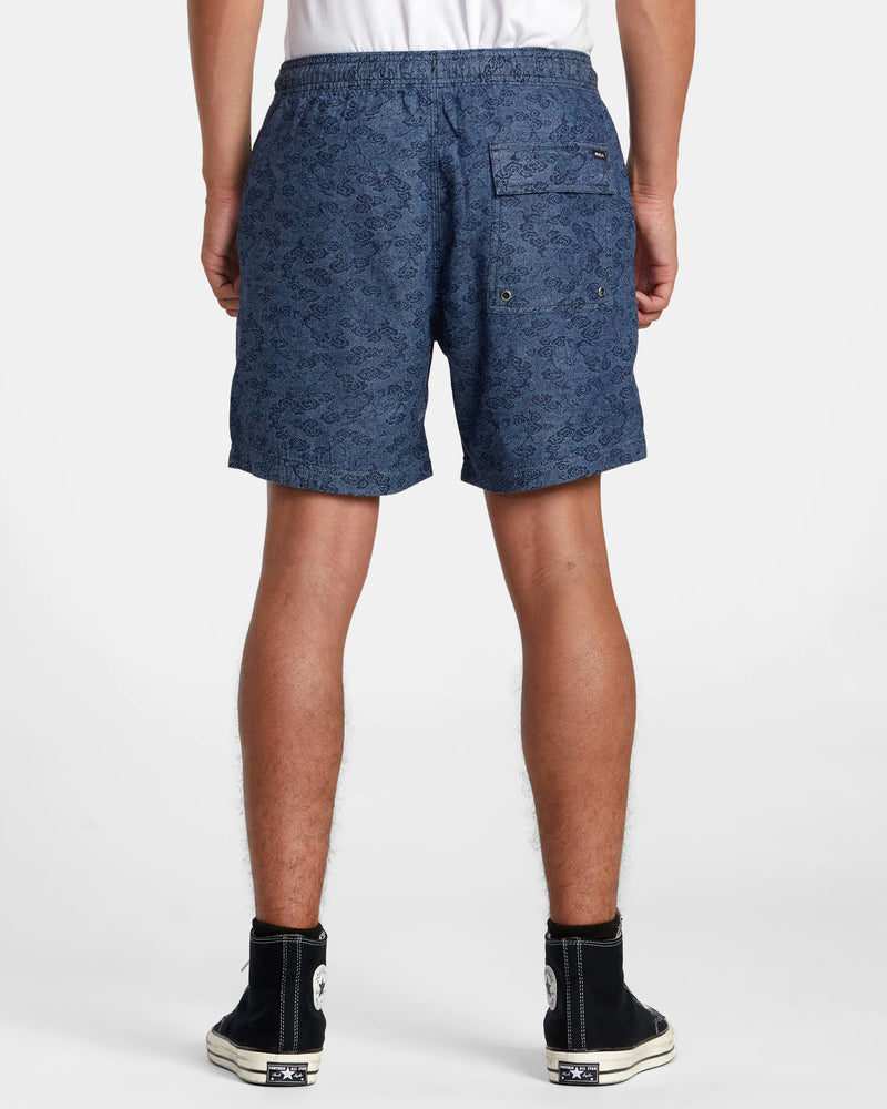 RVCA ESCAPE DRAGON 17" ELASTIC SHORTS - BLU