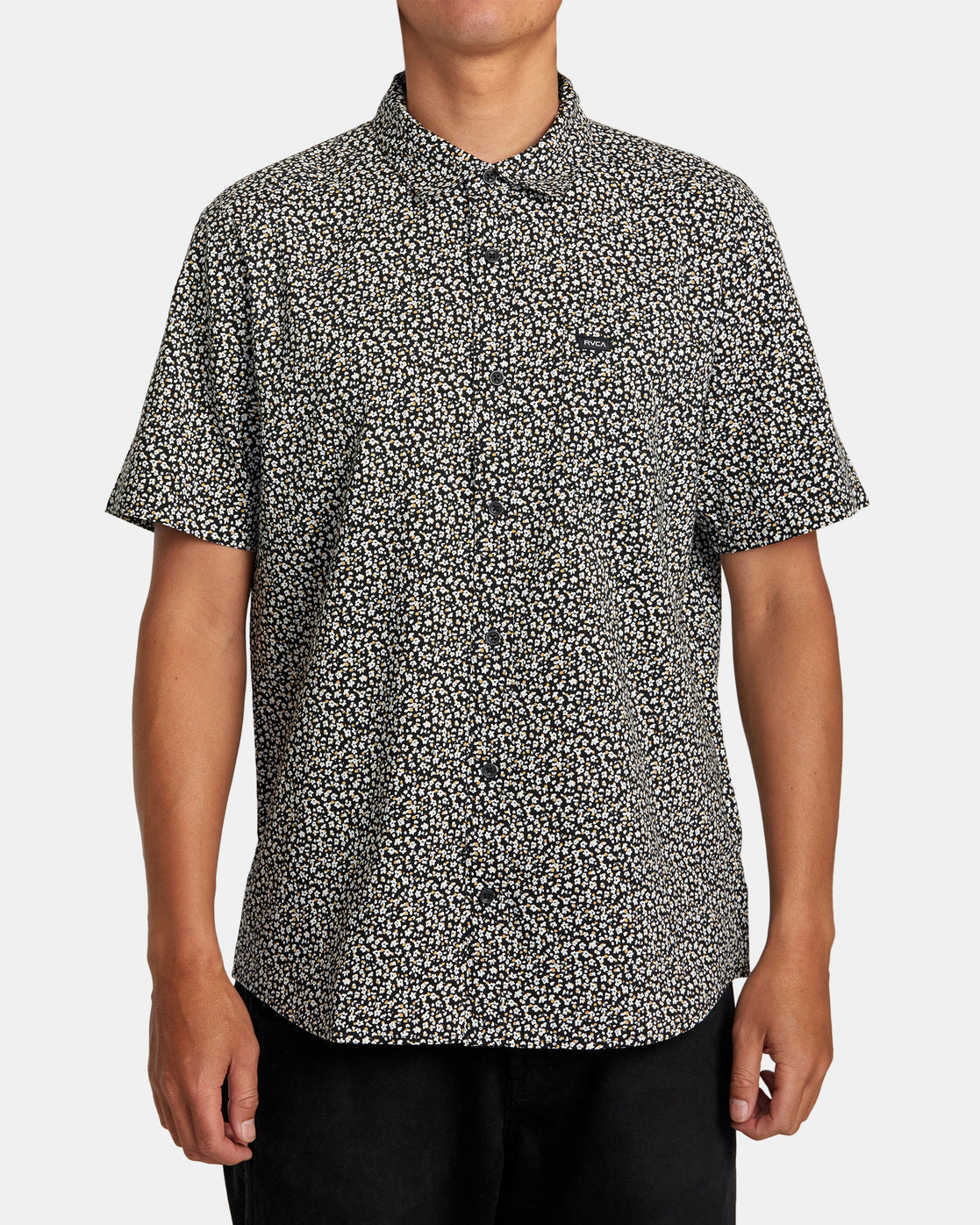 RVCA MICRO GARDEN SHORT SLEEVE SHIRT - BLK