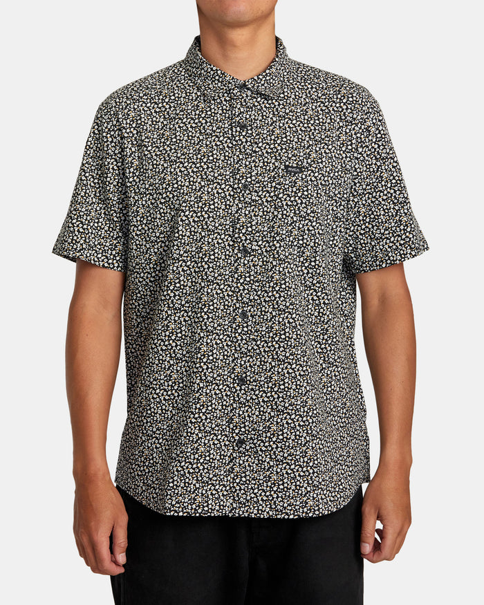 RVCA MICRO GARDEN SHORT SLEEVE SHIRT - BLK
