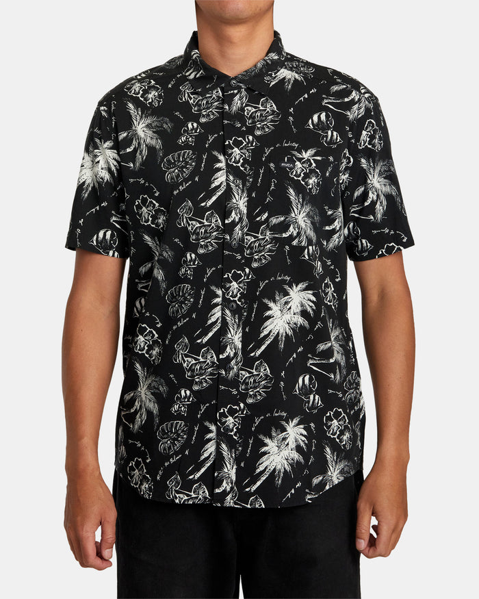 RVCA TROPIC WINDS SHORT SLEEVE SHIRT - BLK