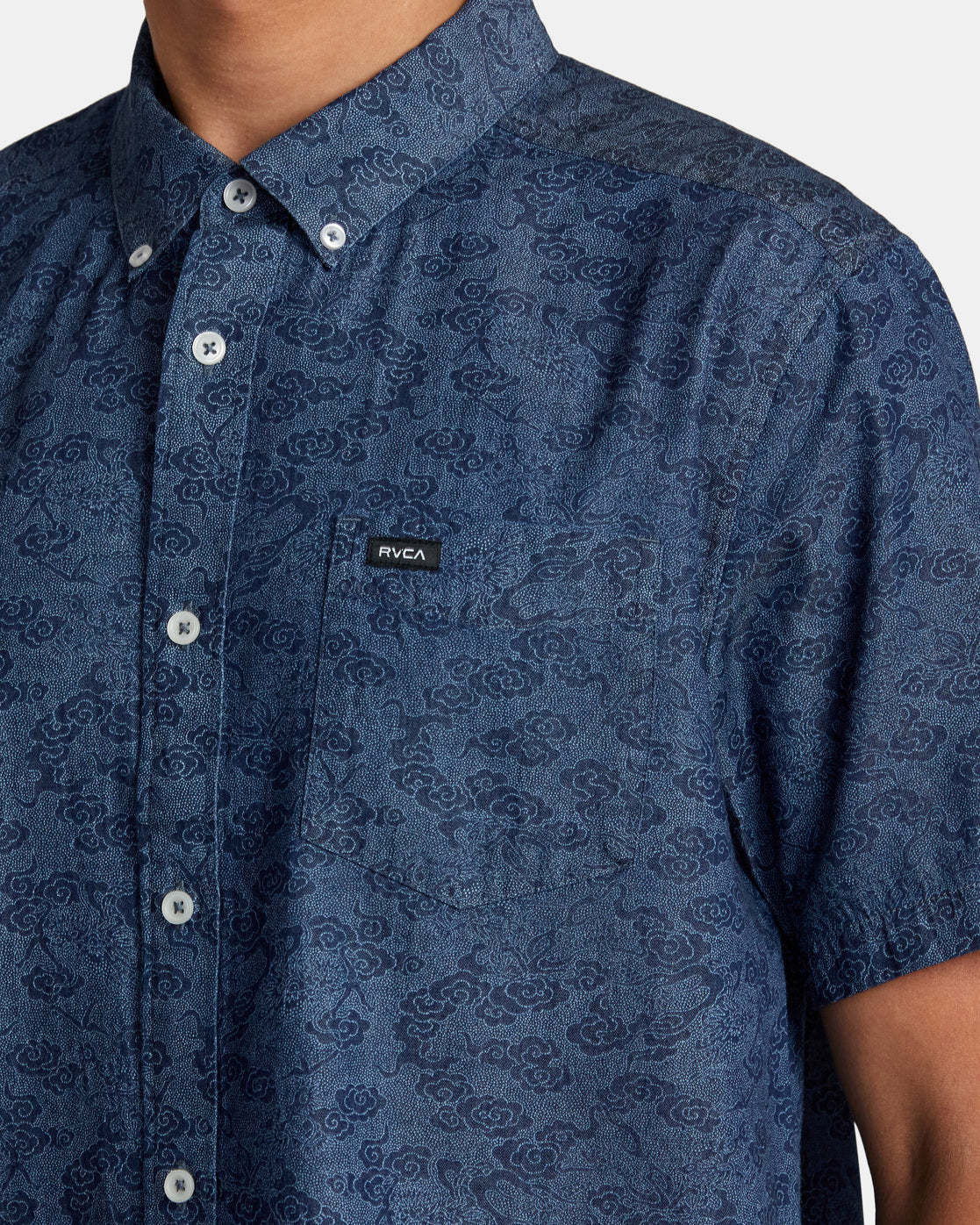 RVCA NEON DRAGON DENIM SHORT SLEEVE SHIRT- DEN