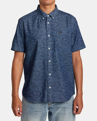 RVCA NEON DRAGON DENIM SHORT SLEEVE SHIRT- DEN