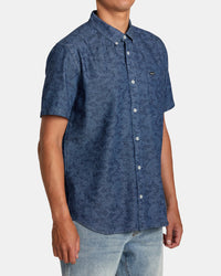 RVCA NEON DRAGON DENIM SHORT SLEEVE SHIRT- DEN