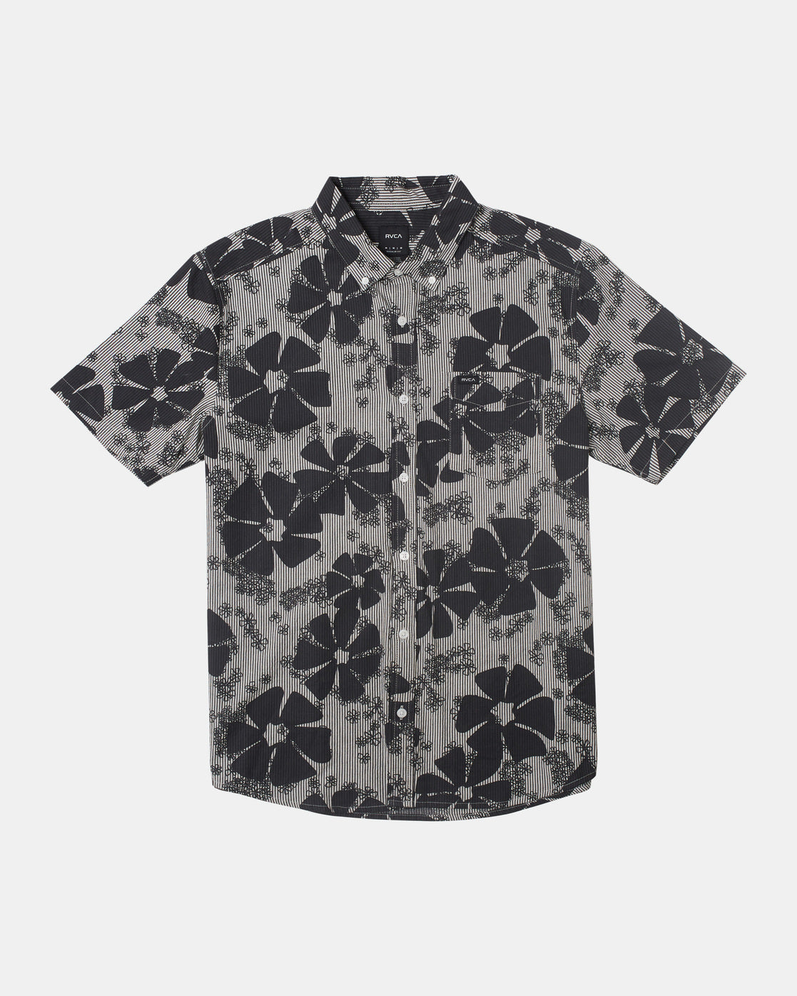 RVCA YOYOGI SEERSUCKER SHORT SLEEVE SHIRT - BLK