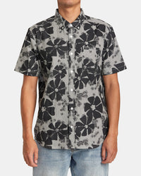 RVCA YOYOGI SEERSUCKER SHORT SLEEVE SHIRT - BLK