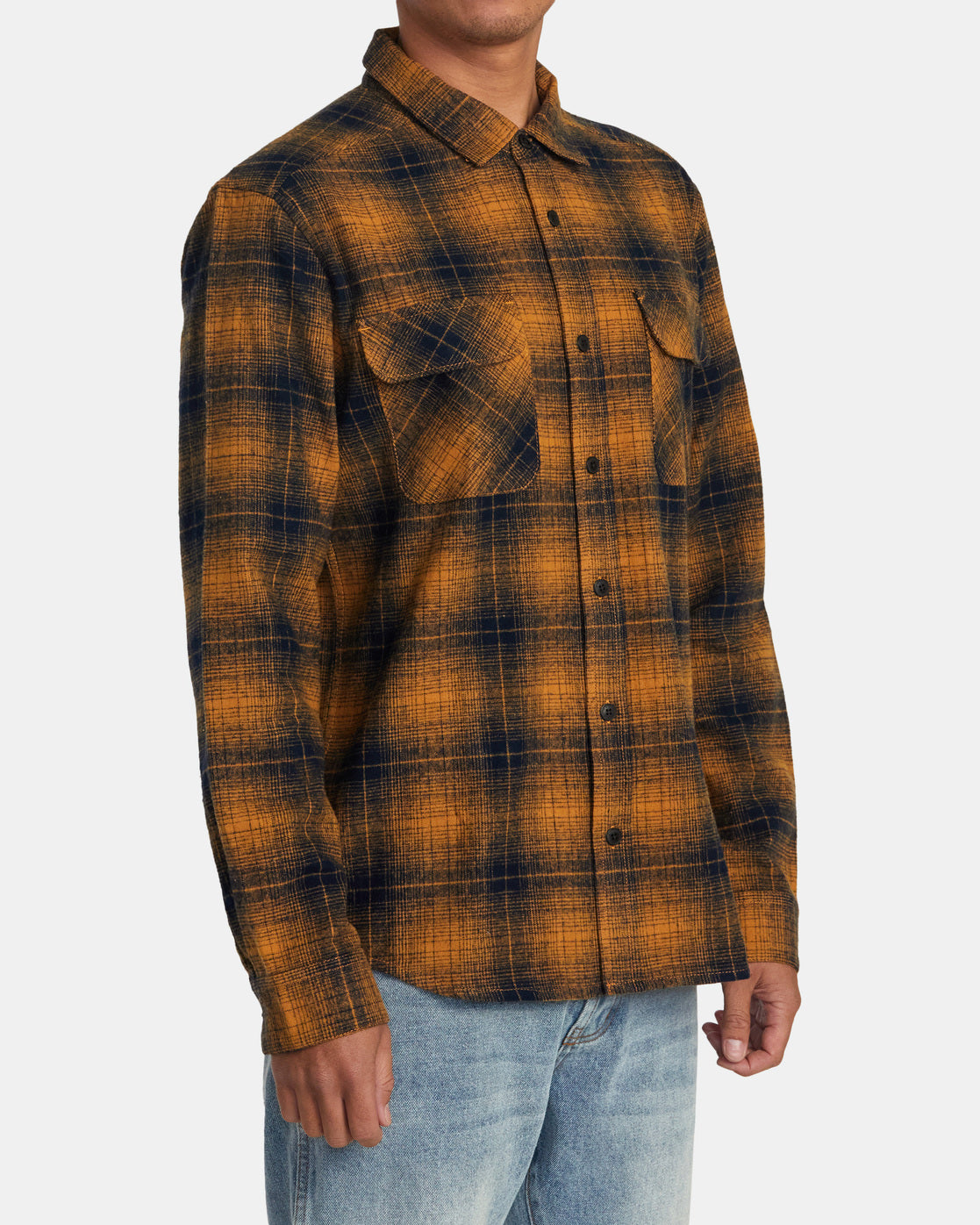 RVCA DAYSHIFT FLANNEL LONG SLEEVE SHIRT - NVY