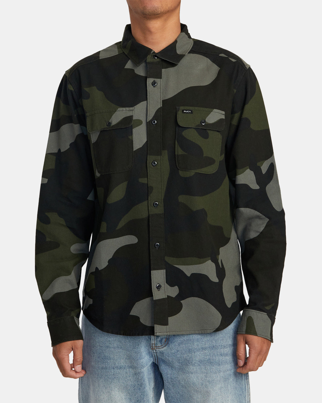 RVCA PANHANDLE FLANNEL LONG SLEEVE SHIRT - CAM