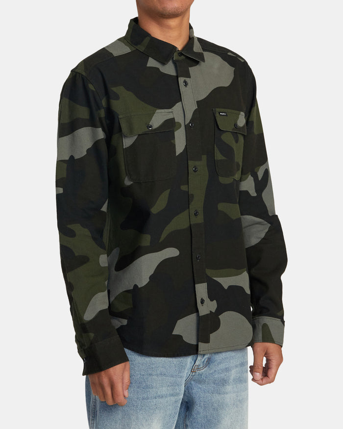 RVCA PANHANDLE FLANNEL LONG SLEEVE SHIRT - CAM