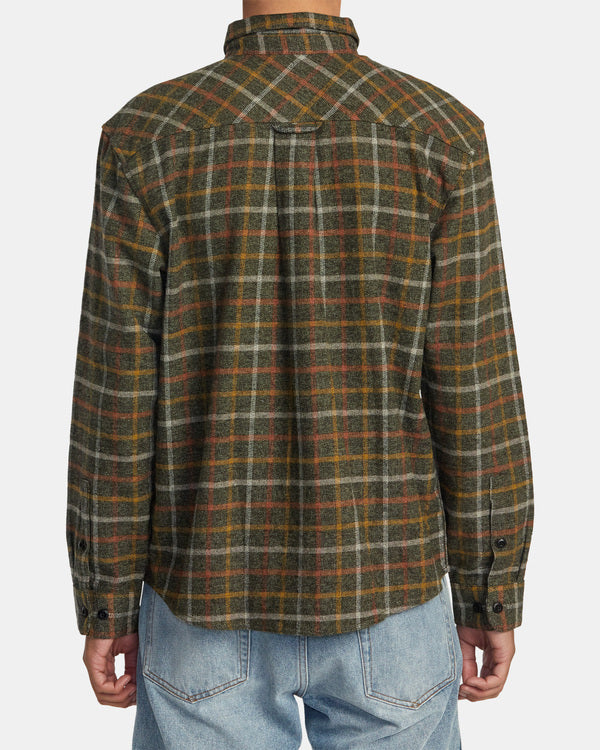 RVCA HUGHES FLANNEL LONG SLEEVE SHIRT - WGR