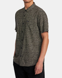 RVCA MORNING GLORY SHORT SLEEVE WOVEN SHIRT - BLK