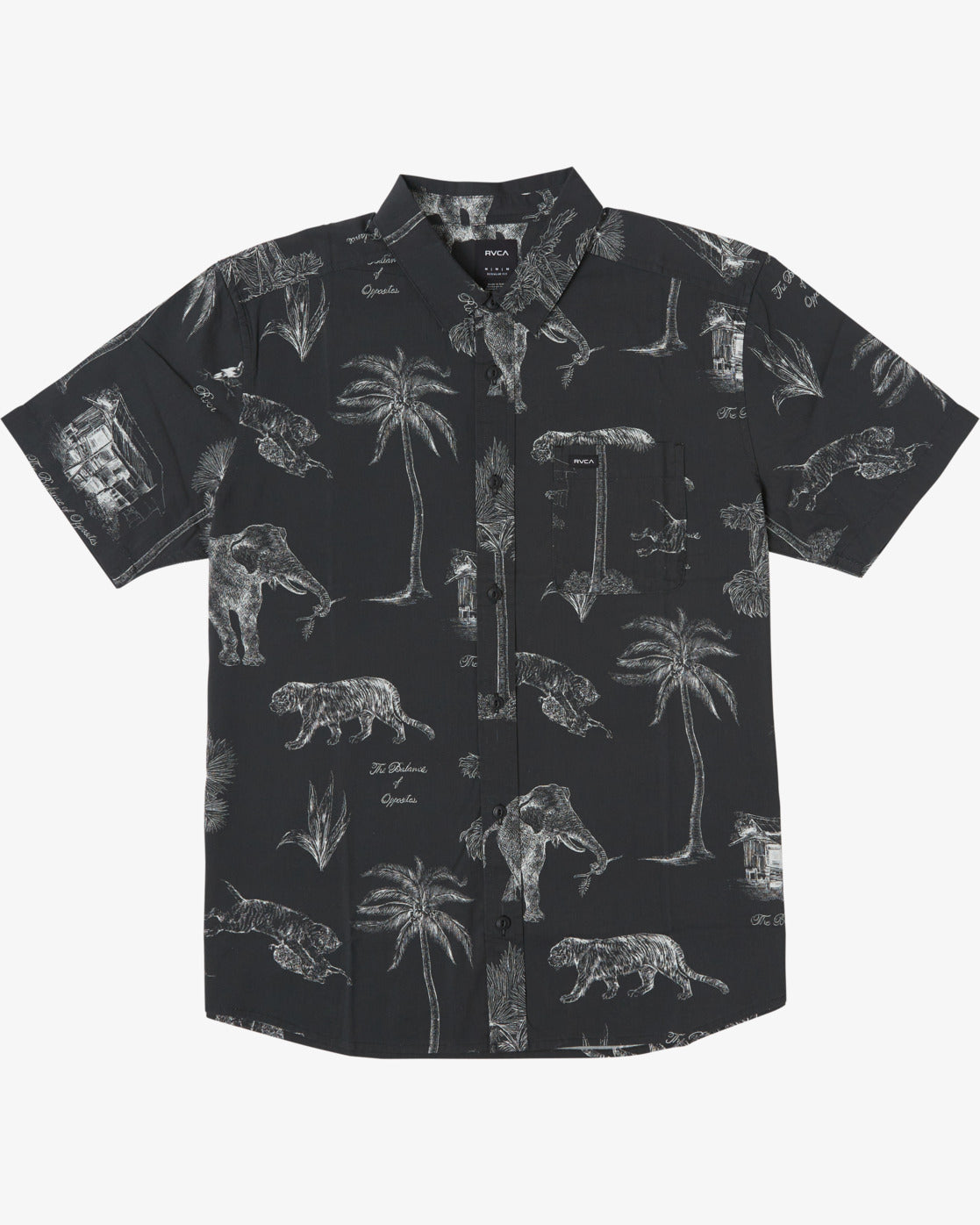 RVCA TROPIC WINDS SHORT SLEEVE WOVEN SHIRT - BLK