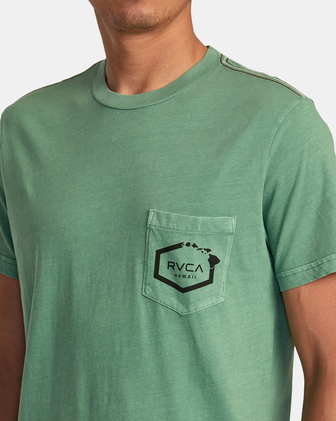 RVCA HAWAII ISLAND HEX POCKET TEE - GND0
