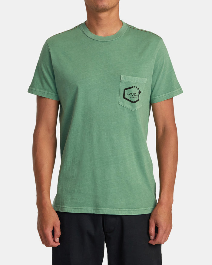 RVCA HAWAII ISLAND HEX POCKET TEE - GND0