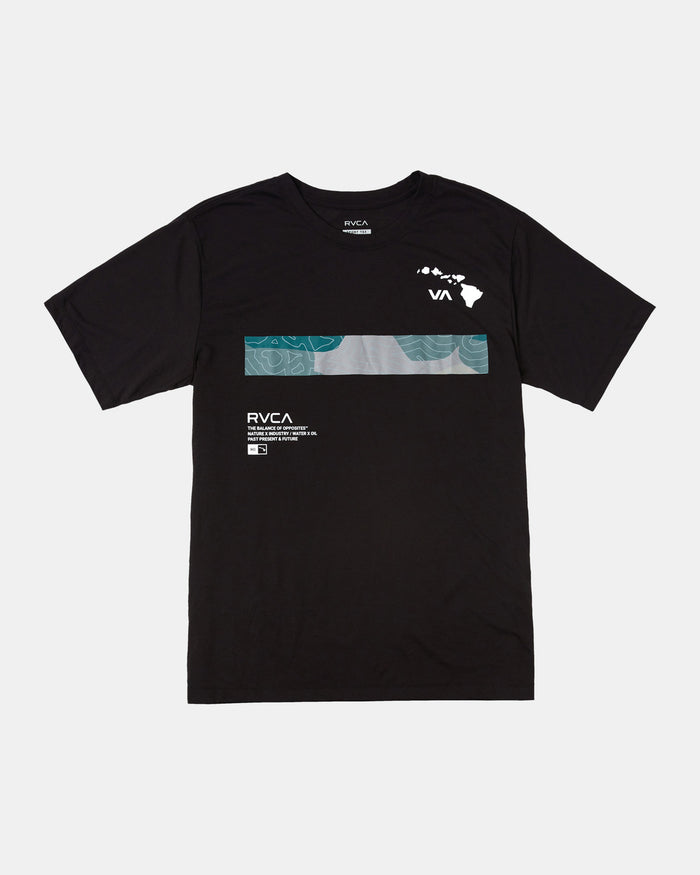 RVCA HAWAII BAR TOPO CAMO T-SHIRT - BLK