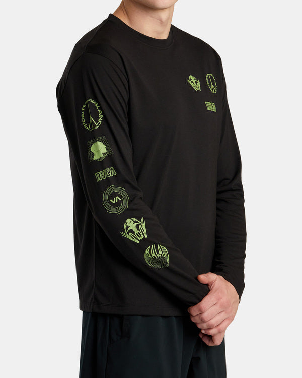 RVCA RELIC STACK LONG SLEEVE T SHIRT - BLK