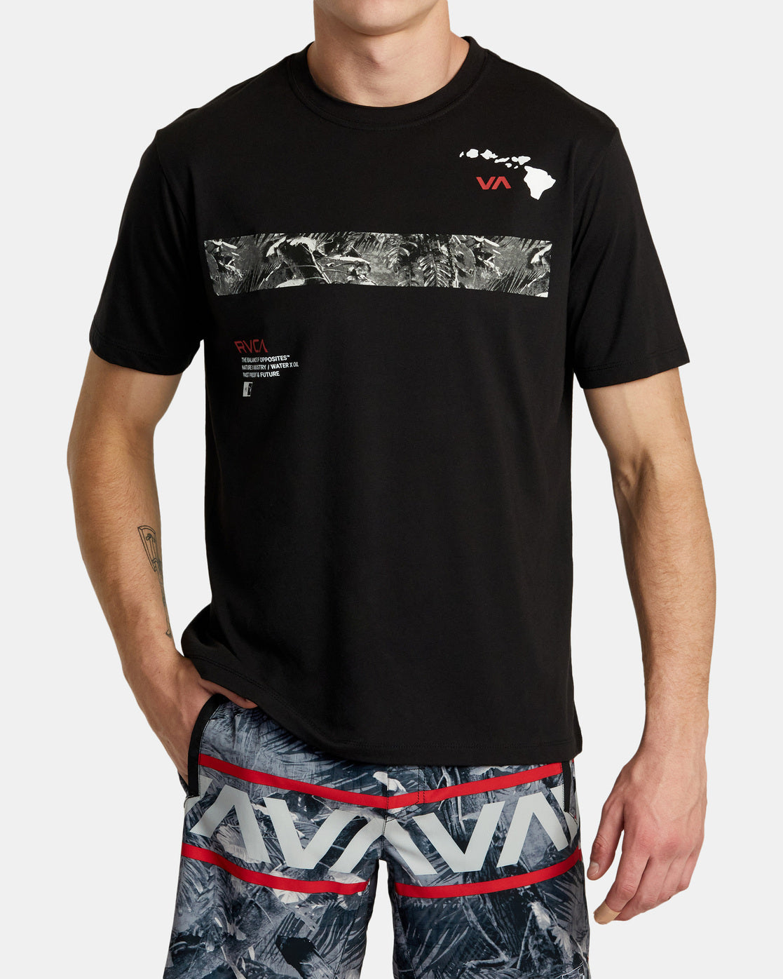 RVCA HAWAII TOPO SHORT SLEEVE T-SHIRT - BLK