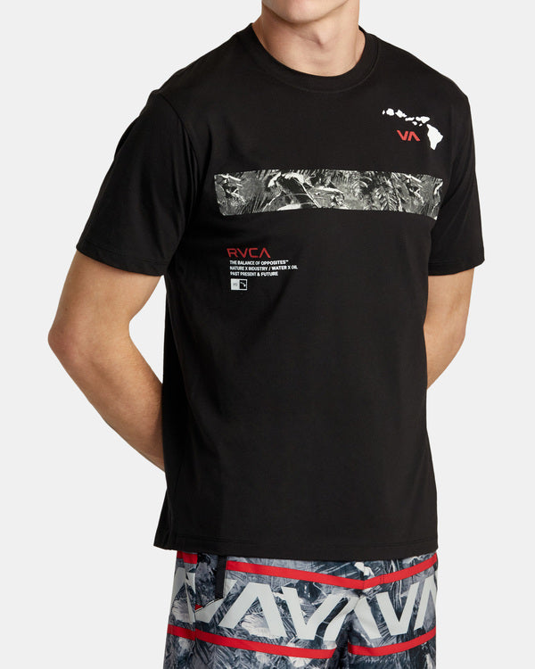 RVCA HAWAII TOPO SHORT SLEEVE T-SHIRT - BLK