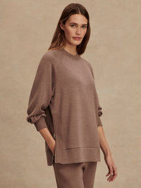 VARLEY NICOLE BOYFRIEND SWEAT - DEEP TAUPE MARL FLECK VAR02083
