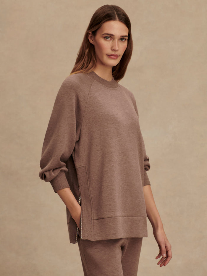VARLEY NICOLE BOYFRIEND SWEAT - DEEP TAUPE MARL FLECK VAR02083