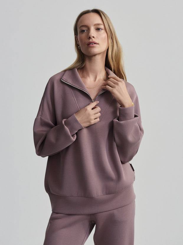 VARLEY HAWLEY HALF ZIP SWEAT - ANTLER