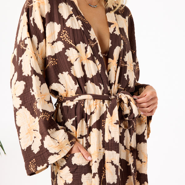 ALOHA COLLECTION STAYCATION ROBE / TAHAA / CHOCOLATE