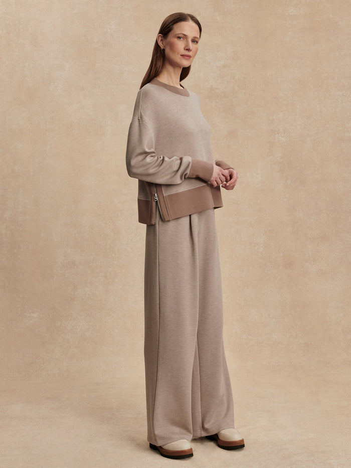 VARLEY PHILIPPE CROP SWEAT - TAUPE MARL GINGER SNAP