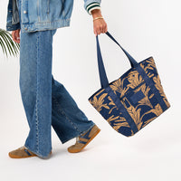 ALOHA COLLECTION NYLON ZIPPER TOTE / TI LEAF / TAN NEPTUNE