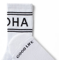 ALOHA COLLECTION ALOHA STRIPE CREW SOCK - BLACK/WHITE