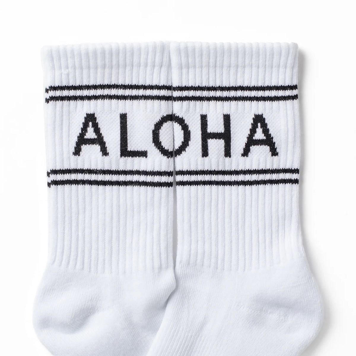 ALOHA COLLECTION ALOHA STRIPE CREW SOCK - BLACK/WHITE