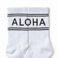 ALOHA COLLECTION ALOHA STRIPE CREW SOCK - BLACK/WHITE